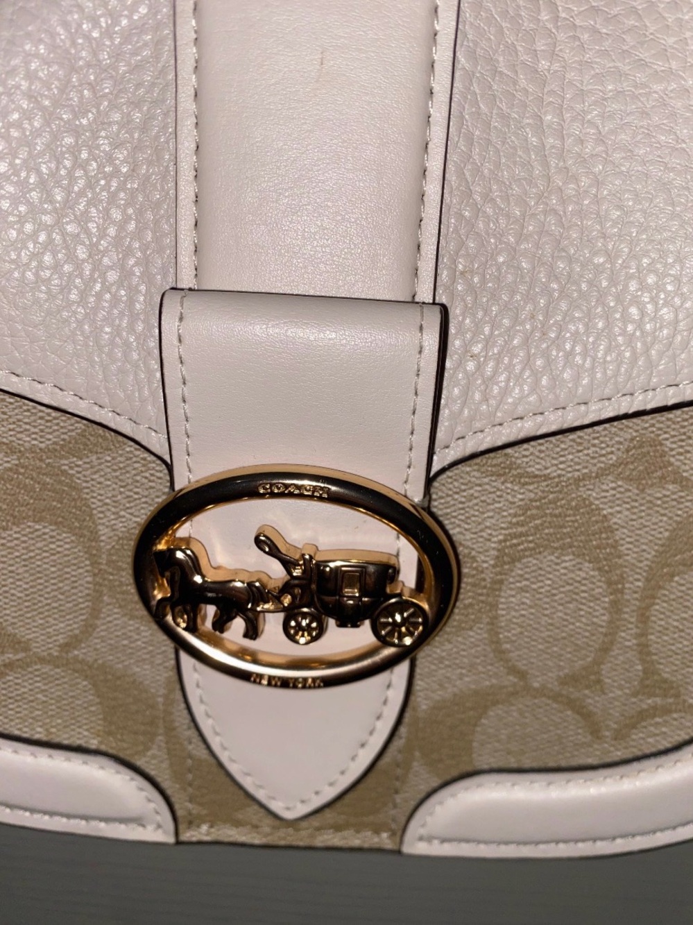 Coach C2800 Horse & Carriage Saddle Crossbody Bag Signature Canvas Chalk Ivory